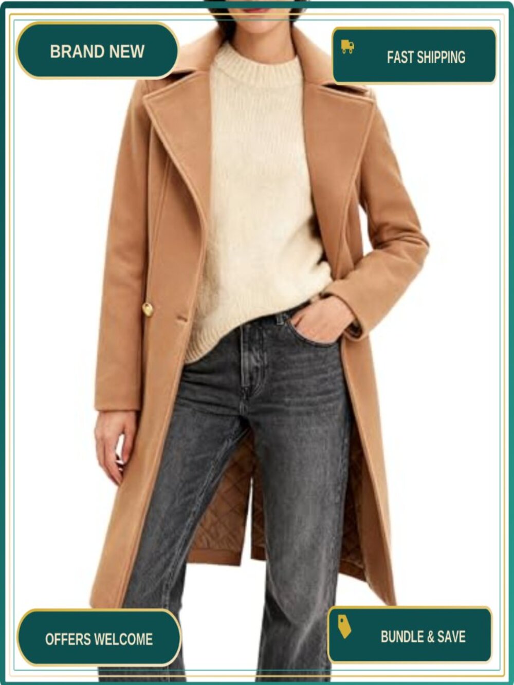 Double-Breasted Notch Lapel Peacoat Overcoat
